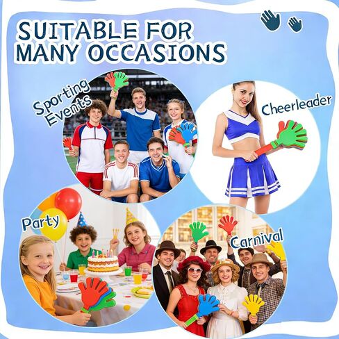 10 Pcs 11 Inch Hand Clappers Noisemaker Noise Maker Colorful Large Noisemaker Plastic Clapper Noisemaker for Sporting Events Fiesta Birthday Cheers Supplies for Kids 3+ in Kuwait
