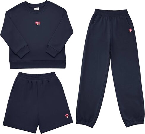 Stelle Girls Athletic Sweatsuit 3 قطع من النوع الثقيل و pant مع جيوب ملابس طويلة الأكمام in Saudi Arabia