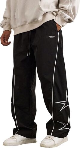 FCOOLYEET رجالي Y2k Sweatpants فضفاض السراويل الترنك الشارع الشهير السراويل Harajuku الركض واسعة الساق المظلة السراويل للرجال in Kuwait