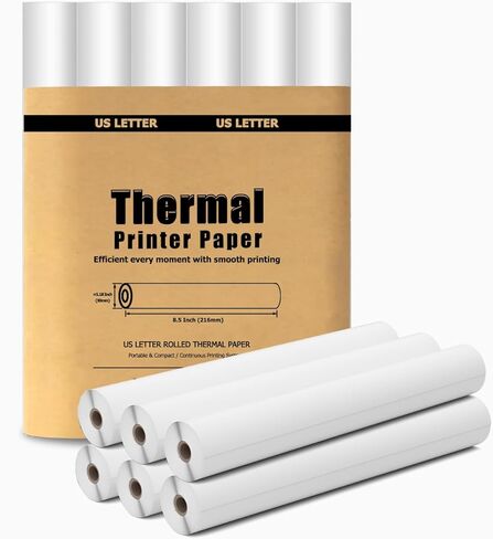 8 Rolls Thermal Paper 8.5’’ x 11’’ White for Thermal Printer, Rolls for A285M/ PD-A4/ M08F- Letter Portable Printers Wireless for Travel and Home Use as Office Paper in Saudi Arabia