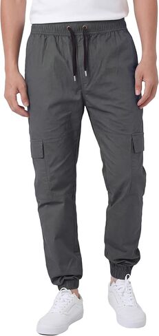ITALYMORN Cargo Joggers بنطال عمل أسود للرجال مع جيوب in Kuwait