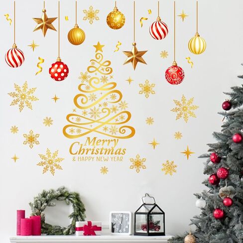 mfault عيد الميلاد جنوم ملصقات الحائط الشارات، شجرة عيد الميلاد هدية ندفة الثلج حلوى قصب الكرة زينة غرفة النوم الفن، عطلة الشتاء المنزل غرفة المعيشة ديكور المطبخ in Kuwait