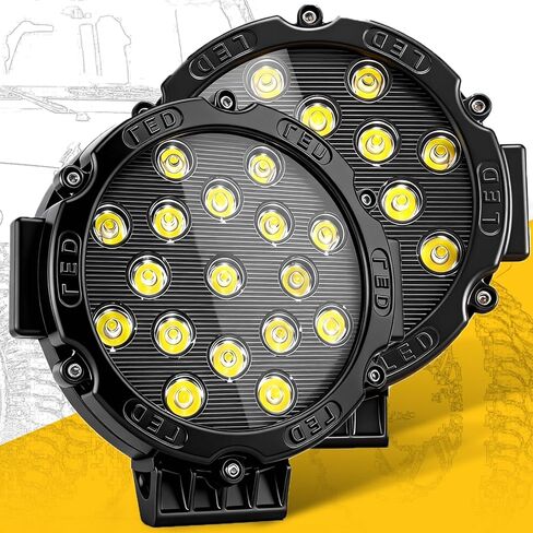 مصابيح الطرق الوعرة من Hillsking، مصابيح LED 51 وات 5100LM، قضبان إضاءة مساعدة DC9-50V للشاحنات والجرارات، مصابيح إضاءة للطرق الوعرة فائقة السطوع، قطعتان/أحمر in Kuwait