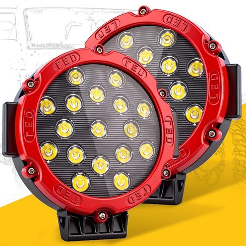 Hillsking Off Road Lights,51W 5100LM led pod Lights,DC9-50V Auxiliary Light Bars for Trucks Bumper Tractor led Light pods, Super Bright Offroad Lighting,2 Pack/Red in Saudi Arabia