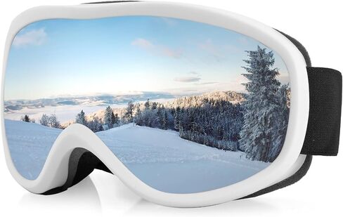 نظارات VINTEAM للتزلج OTG بإطار أسود وعدسة حمراء - فوق النظارات نظارات على الجليد بعدسة مزدوجة مضادة للضباب، حماية من الأشعة فوق البنفسجية 400، إطار TPU مقاوم للصدمات للتزلج والتزحلق على الجليد وجميع الظروف in Kuwait