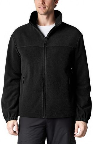 Men's Polar Fleece Jacket Full Zip Antistatic Casual Warm Coat Soft Warm Outwear with Zipper Pockets in Saudi Arabia