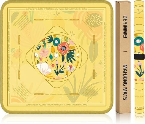 Deyimmei Neoprene Mahjong Mat for Table 31.5"x31.5" - Non-Slip, Noise Reduction Cover with Storage Pockets, American Rules & Crease-Free Rolled Shipping (Tropical Bloom) in Saudi Arabia