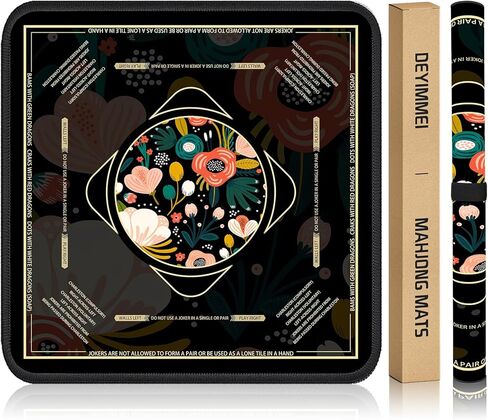 Deyimmei Neoprene Mahjong Mat for Table 31.5"x31.5" - Non-Slip, Noise Reduction Cover with Storage Pockets, American Rules & Crease-Free Rolled Shipping (Tropical Bloom) in Saudi Arabia