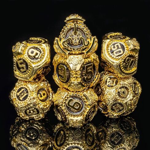 Metal DND Dice Set, Black Steampunk Gear Designed Heavy Metal Dice Set with Giftable Dice Case, D&D Dice Gift for Christmas & New Year, for Dungeons and Dragon TTRPG Role Playing Games in Saudi Arabia