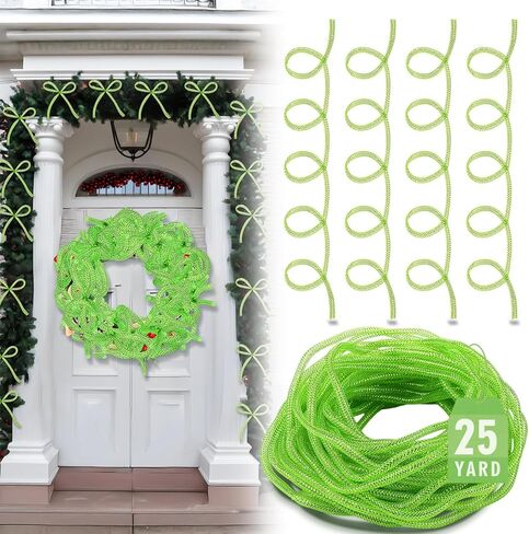 عيد الميلاد الجيري الأخضر Deco شبكة أنابيب للاسترداد ، 8 مم × 25 ياردة شبكة رقائق معدنية بولي أشرطة مرنة مرنة مرنة رقائق فتولي in Saudi Arabia