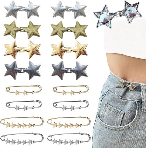 8 PCS Pant Waist Tightener, Adjustable Butterfly Pant Clips Waist Tightener 3 Different Color Buttons Pins for Loose Jeans Reusable Waist Tightener for Pants Women in Saudi Arabia