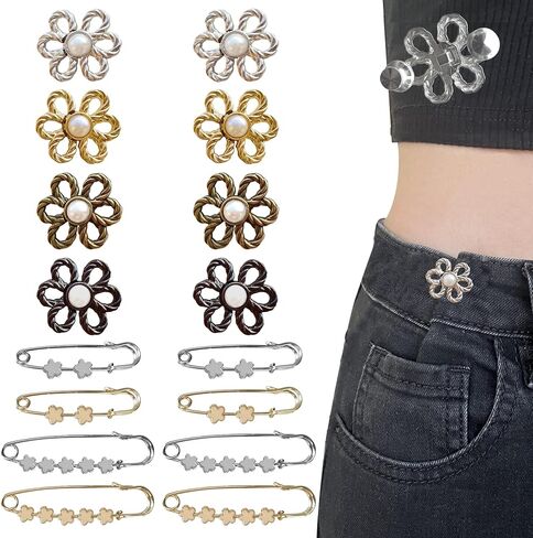 8 PCS Pant Waist Tightener, Adjustable Butterfly Pant Clips Waist Tightener 3 Different Color Buttons Pins for Loose Jeans Reusable Waist Tightener for Pants Women in Saudi Arabia