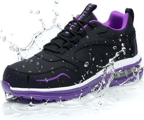 Waterproof Steel Toe Shoes for Women Non Slip Puncture Proof Safety Work Sneakers Comfortable Lightweight Fashion Footwear for Industrial Construction and Food Service in Saudi Arabia