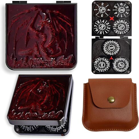 مجموعة DND Pocket Flip Dice Set ، D4 D6 D8 D10 D12 D20 D ٪ مع صندوق حديدي حساس مع منحوتات التنين ، 7 في 1 DND DICE STINGEN in Kuwait