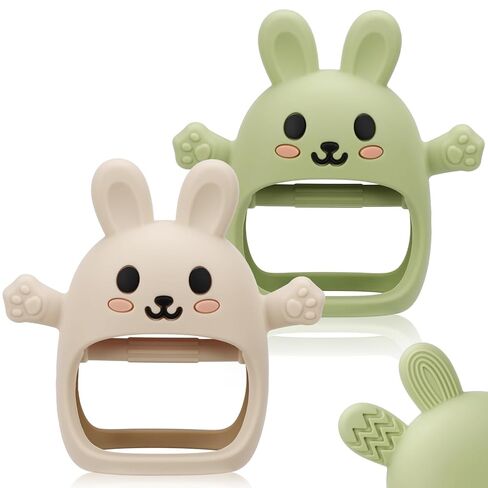2 Pack Baby Teething Toys, Infant Teether Mitten for Babies 3-6 Months, Newborn Essentials Chew Toys for Sucking Needs Teething Relief, Foode Grade Silicon, BPA-Free in Kuwait
