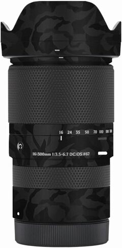 Camera Decal Skin for Sigma 16-300mm F3.5-6.7 DC OS Canon Mount 3M Material Sticker Waterproof Lens Protector(Camo Black) in Saudi Arabia