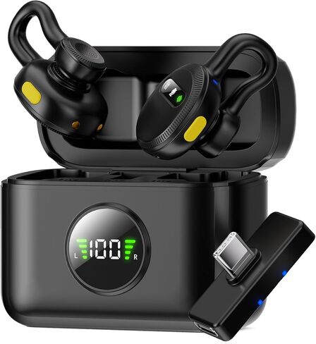 TISINO mini Wireless Lavalier Microphone for Android/Tablets/PC with USB C Plug, Noise Reduction Mini Clip-on Lapel Mic with Charging Case, Portable for YouTube, TikTok, Vlog, Podcast, Interview，Black in Saudi Arabia