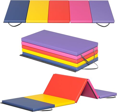 Gymnastics Mats Foldable Tumbling Mats Portable Gymnastics Exercise Mat Thick Gymnastics Tumbling Mats Pad Home Exercise Panel Mat With Carrying Handles in Saudi Arabia