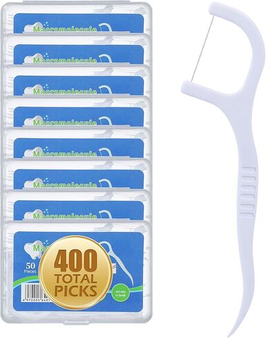 800 Count Dental Floss Picks – Built-in Toothpicks for Deep Cleaning, Comfortable Handle to Remove Plaque & Protect Gums – Family Pack with 50 Picks per Portable Case for Adults & Kids in Saudi Arabia
