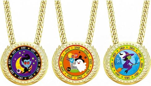 Tondiamo 3 Pieces Halloween Contest Medals Champ Chain Trophy 6 x 5 Inches Colorful Awards Medals for Halloween 1st 2nd 3rd Prizes Party Decoration in Saudi Arabia