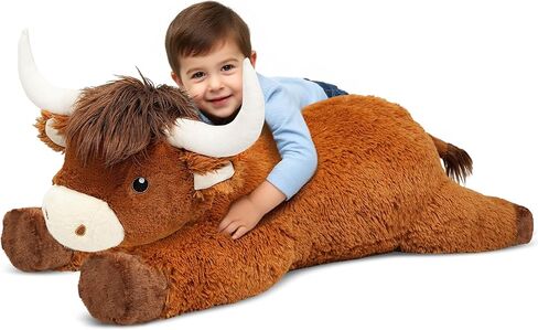 39 Inch Giant Highland Cow Stuffed Animal, Big Cattle Plushie Toy for Kids & Adults, Fluffy Large Size Stuffed Cow Hugging Pillow Gifts for Birthday Christmas in Saudi Arabia