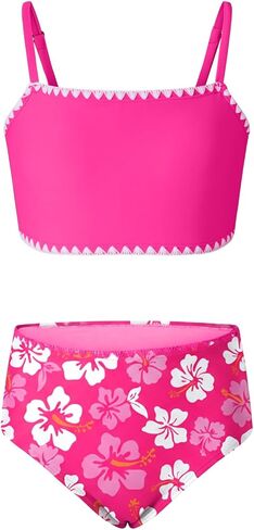 blibean Tween Girls Swimsuits Two Piece Bathing Suit Floral Print Bikini Sets with Chest Pad Size 6-15 Years in Saudi Arabia