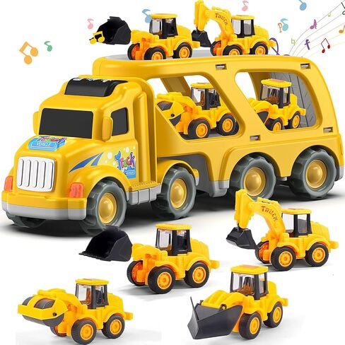 Veslier 9 in 1 Truck Truck Toys للأعمار من 2 إلى 4 سنوات ، والمركبات التي لديها أصوات وأضواء في شاحنات الناقل ، ودفع الشاحنات و GO TOYS ، وهدية عيد ميلاد للطفل 2 3 4 5 6 سنوات. in Kuwait