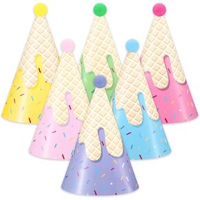 Civaner 36 Pcs Colorful Ice Cream Cone Hat, Rainbow Party Paper Hats for Adults, Sprinkles Birthday Themed Party Decorations for Birthday, Wedding, Christmas, Baby Shower Supplies in Saudi Arabia