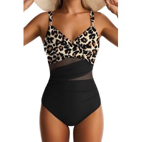 المرأة شبكة قطعة واحدة ملابس السباحة البطن تحكم مثير لباس سباحة الخامس الرقبة رفع المايوه التخسيس ملابس السباحة in Kuwait