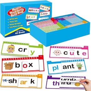 Word Family Build Book ، 40 كتب القراءة والقافية ، كلمات فلاش كلمات فلاش ، تعلّم قراءة بطاقات فلاش الصوتية ، كتب ألعاب الصوتيات لأنشطة التعلم في مرحلة ما قبل المدرسة in Kuwait