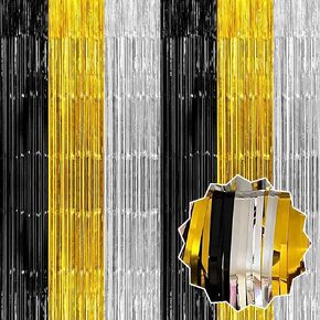 6 Pack Silver Green Foil Fringe Curtains Backdrop, 3.28 x 8.2 Ft Metallic Streamers Tinsel Curtains Background for Photo Booth, Birthday, Weddings, Carnivals, Graduation, Themed Party Decorations in Saudi Arabia