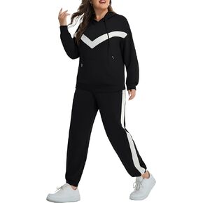 Women Plus Size 2 Piece Outfits Sweatsuits Pullover Hoodies Sweatshirt Jogger Pants Tracksuits Lounge Matching Sets in Saudi Arabia