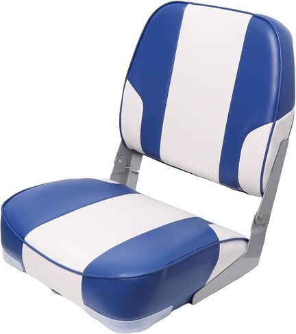 Boat Seats Low/High Back Folding Bass Boat Seat for Fishing Jon Pontoon, White/Charcoal in Kuwait