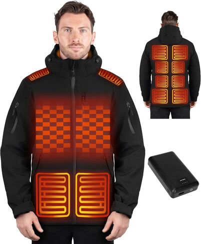 سترات دافئة للرجال، سترة دافئة للرجال مقاومة للرياح، معطف تسخين كهربائي خارجي 15 منطقة حرارية (الشاحن غير متضمن) in Kuwait