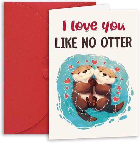Anniversary Card, Otter 3D Pop Up Anniversary Cards for Wife, Husband, Couple, Valentines Day Card with Message Note & Envelope, Funny Valentines Cards for Him, Her, Girlfriend, Boyfriend in Kuwait