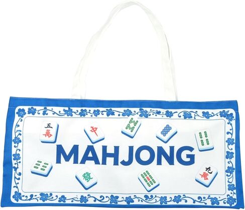 Mahjong Tile Bag - Canvas Organizer يحمل 166 بلاطًا و 4 رفوف ، وتخزين سحاب عريض إضافي مع نمط من الخزف الأزرق المزدوج ، قابل للغسل ومحمولة لليلة اللعبة والسفر in Saudi Arabia