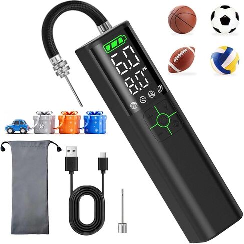 Z10 Electric Ball Pump for Sport Ball,2000mAh 15 PSI Portable Automatic Air Pump Fast Ball Inflator with 2 Needles,Precise Pressure Gauge for Basketball Football Volleyball Soccer in Saudi Arabia