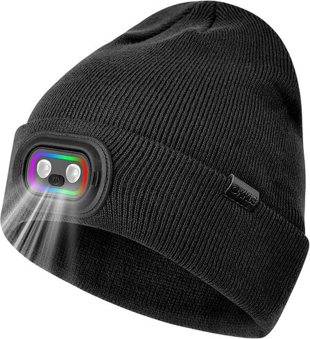 Beanie with Headlamp Beanie with Light LED Winter Stocking Cap Knit Hats for Men Women in Saudi Arabia