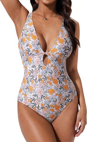 SUUKSESS Women One Piece Tummy Control Swimsuit Deep V Neck Cutout Bathing Suit in Saudi Arabia