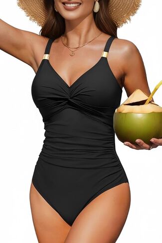 Daci Women's One Piece Swimsuit Tummy Control Bathing Suit Gold Metal Full Coverage Slimming Swimwear 2025 in Saudi Arabia