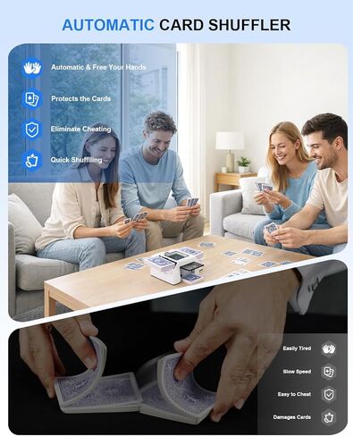 Automatic Card Shuffler,Dual Mode Foldable Card Shuffler for 1-2 Decks with USB-C Rechargeable Battery, Card Case for UNO, Skip-Bo, Poker, Blackjack, Texas Hold’em, Party in Kuwait