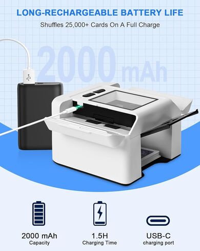 Automatic Card Shuffler,Dual Mode Foldable Card Shuffler for 1-2 Decks with USB-C Rechargeable Battery, Card Case for UNO, Skip-Bo, Poker, Blackjack, Texas Hold’em, Party in Kuwait