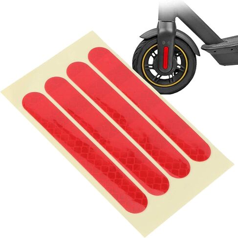 Wheel Reflective Sticker, 4PCS Self Adhesive Front Rear Wheel Reflective Strip Tape Electric Scooter Accessory Fit for Ninebot G30 (Red) in Saudi Arabia