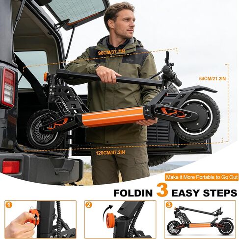 Electric Scooter,1600W Dual Motor,Up to 37MPH Folding E Scooter, 10'' Tires,3 Speed Modes,Dual Brakes,Dual Suspension Fast E-Scooter for Campus Passage Urban Travel for Adults and Teens,UL Certified in Saudi Arabia