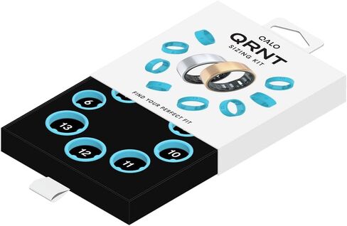 حلقة QALO QRNT الذكية - جهاز تتبع اللياقة البدنية من التيتانيوم خفيف الوزن ومقاوم للماء، تتبع متقدم للنوم والخطوات وHRV وSpO2 - بدون اشتراك، تطبيق iOS Android - يتضمن غطاءين من السيليكون (فضي، 12) in Kuwait