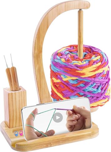 Black Cat Yarn Holder for Crocheting, Wooden Crochet Yarn Holder Magnetic Yarn Spinner with Accessories Storage Anti-Slip Pads,Yarn Ball Holder Crochet Gift for Knitting Lovers with Gift Box Packaging in Kuwait