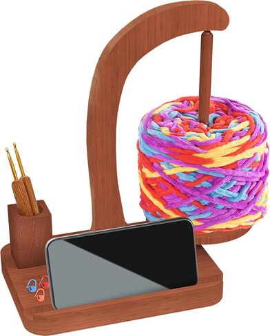 Black Cat Yarn Holder for Crocheting, Wooden Crochet Yarn Holder Magnetic Yarn Spinner with Accessories Storage Anti-Slip Pads,Yarn Ball Holder Crochet Gift for Knitting Lovers with Gift Box Packaging in Kuwait