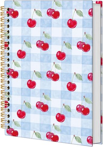 KRHFG Red Cherry Spiral Notebook, Fruit Lover Gifts Journals for Writing, Blue Checkered Gingham Cherry Notebooks for Note Taking, Cute Office Supplies, 5.5x8.3 Inch in Saudi Arabia