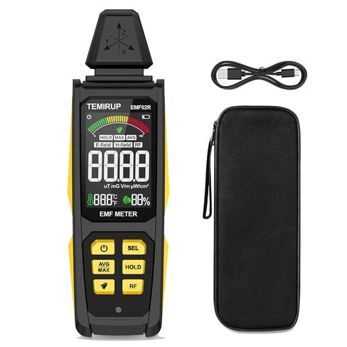 كاشف EMF ، Temirup 5 في 1 كاشف إشعاع متر EMF ميد ، يكتشف EF ، RF ، MF ، إشارة wifi ، درجة الحرارة ، الرطوبة ، قارئ EMF قابل لإعادة الشحن مع LCD بالألوان الكبيرة للمنزل ، المكتب ، صيد الأشباح in Kuwait