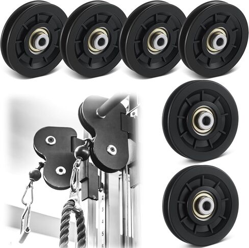 Soulchen Aluminum Pulleys for Cable Machine Set, 90mm Aluminum Alloy Bearing Gym Pulley Wheel for Home Gym Equipment Exercise Machine Pulldown Attachments in Saudi Arabia